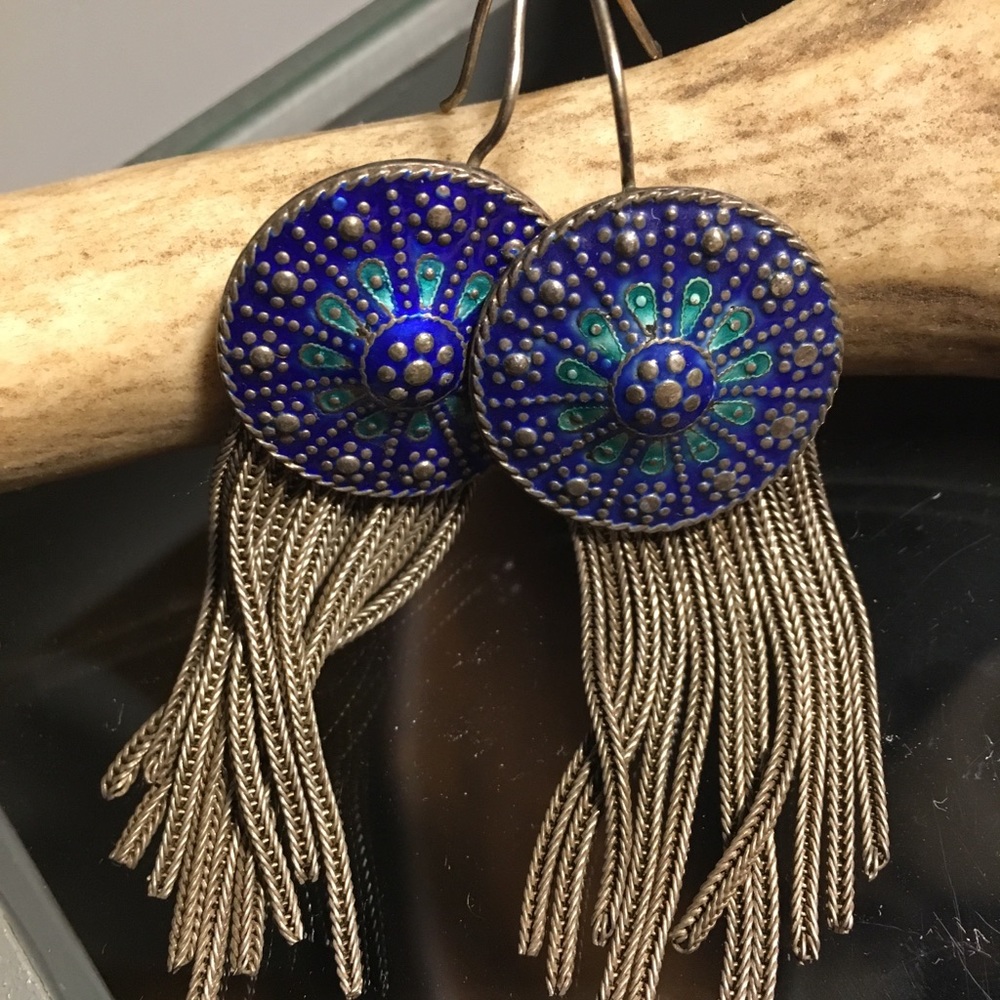 Antique sterling silver dangling earrings